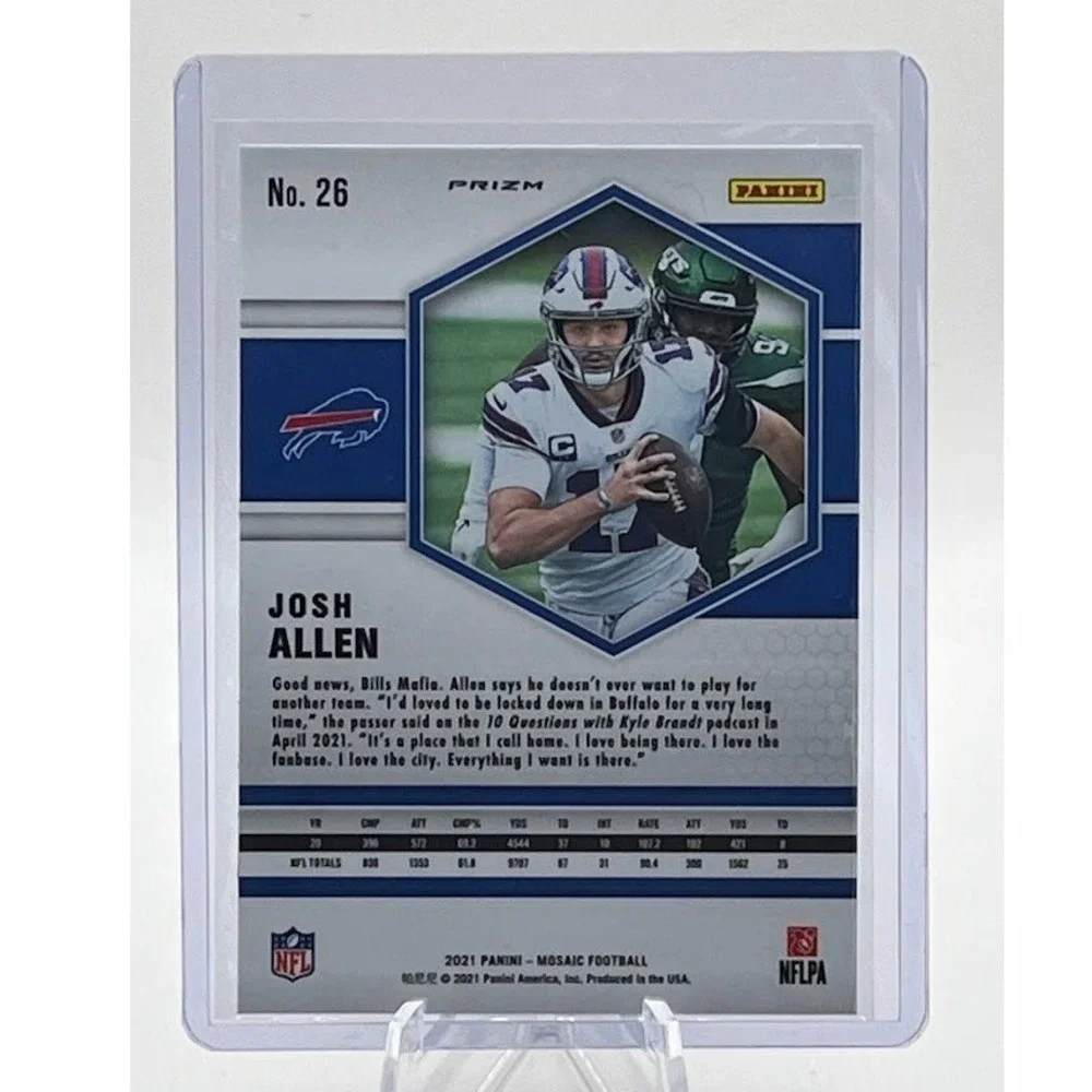 Josh Allen Orange Fluorescent Mosaic 2021 Panini Mosaic 26 NFL Buffalo Bills